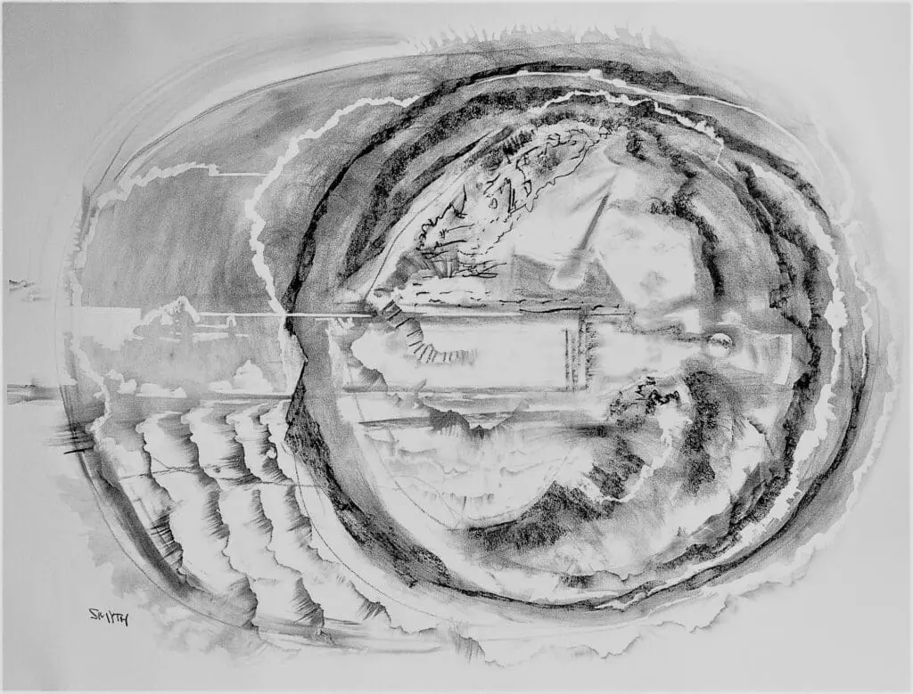 A5 artwork drawn with charcoal