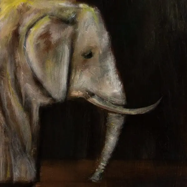 A detail from Elephant in the room - an original figurative and abstract oil painting by Sinéad Smyth