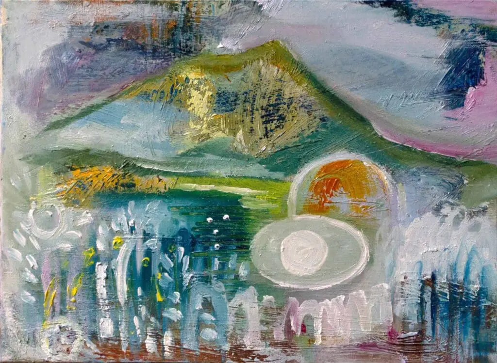 Mountain moon lake, Barnesmore Gap - an oil painting by Sinéad Smyth